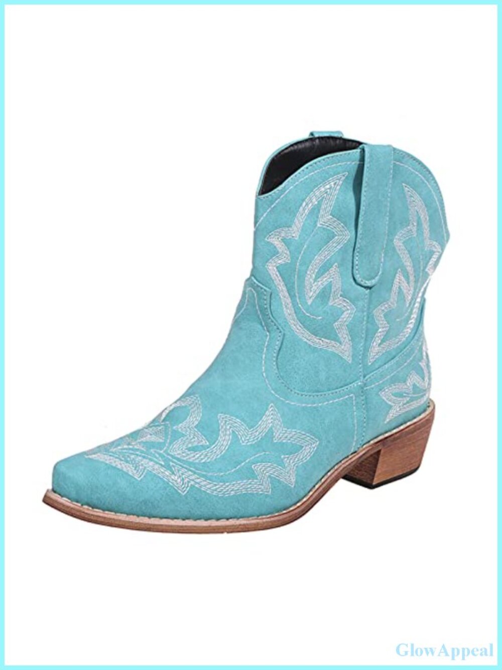 Women's Western Ankle Booties Pointed Toe Block Heel Cowgirl